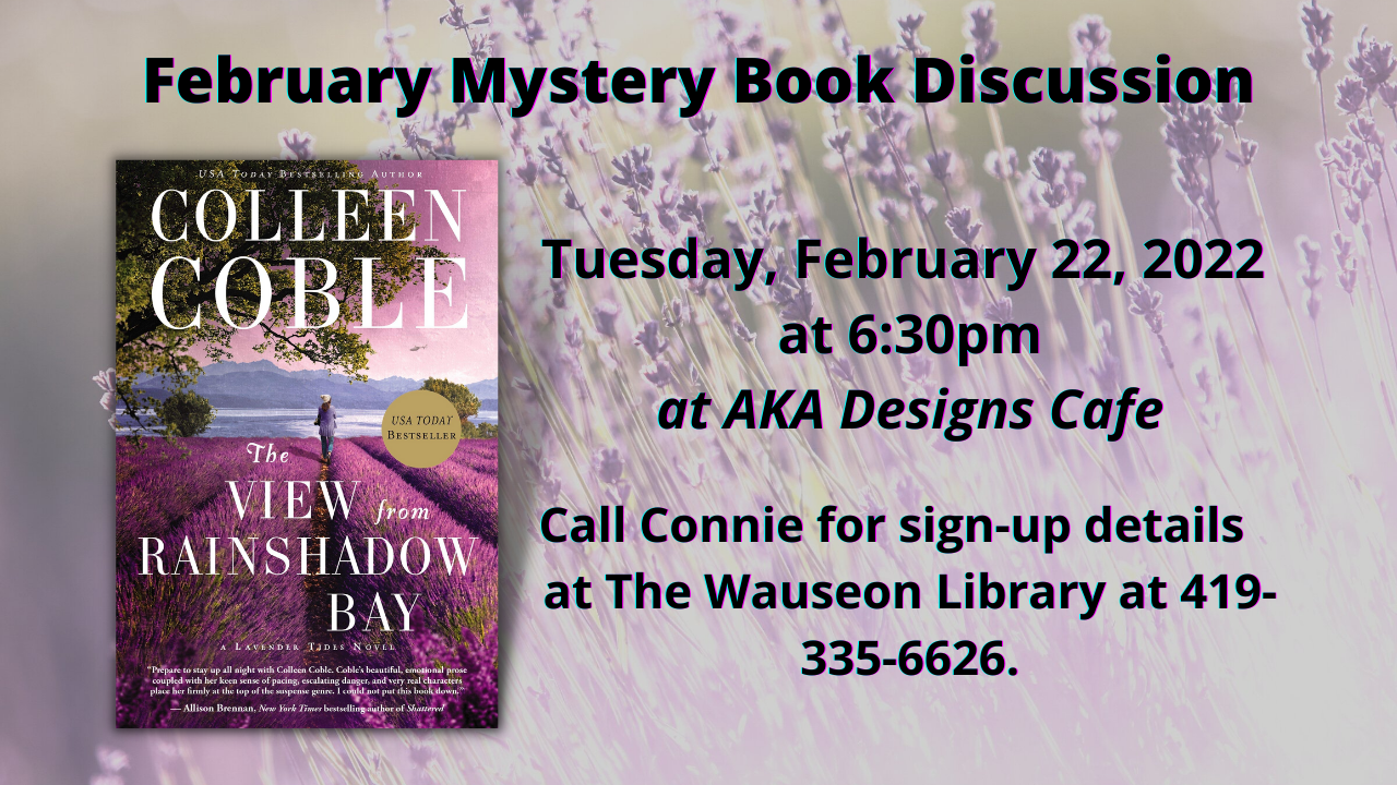 Mystery Book Discussion Tuesday February 22, 2022 at 6:30 PM at AKA Designs
